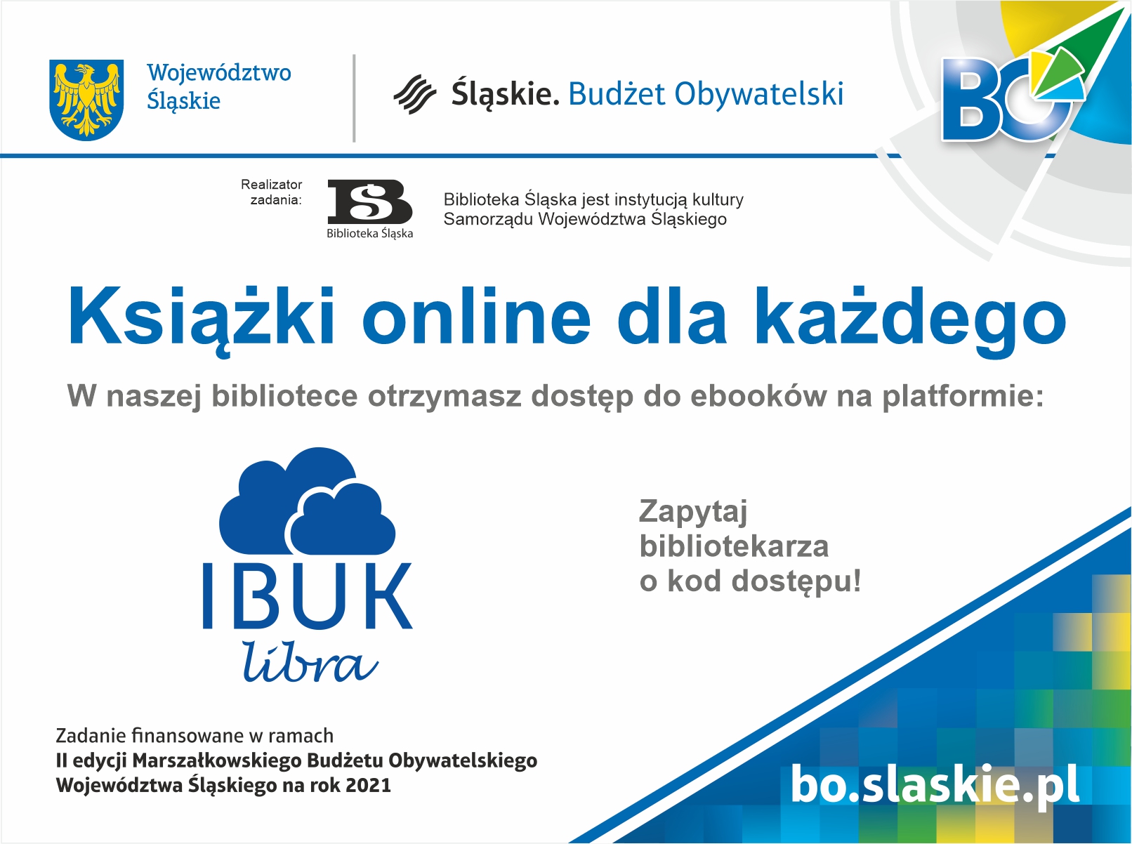 Plakat informujący o dostępie do serwisu IBUK Libra